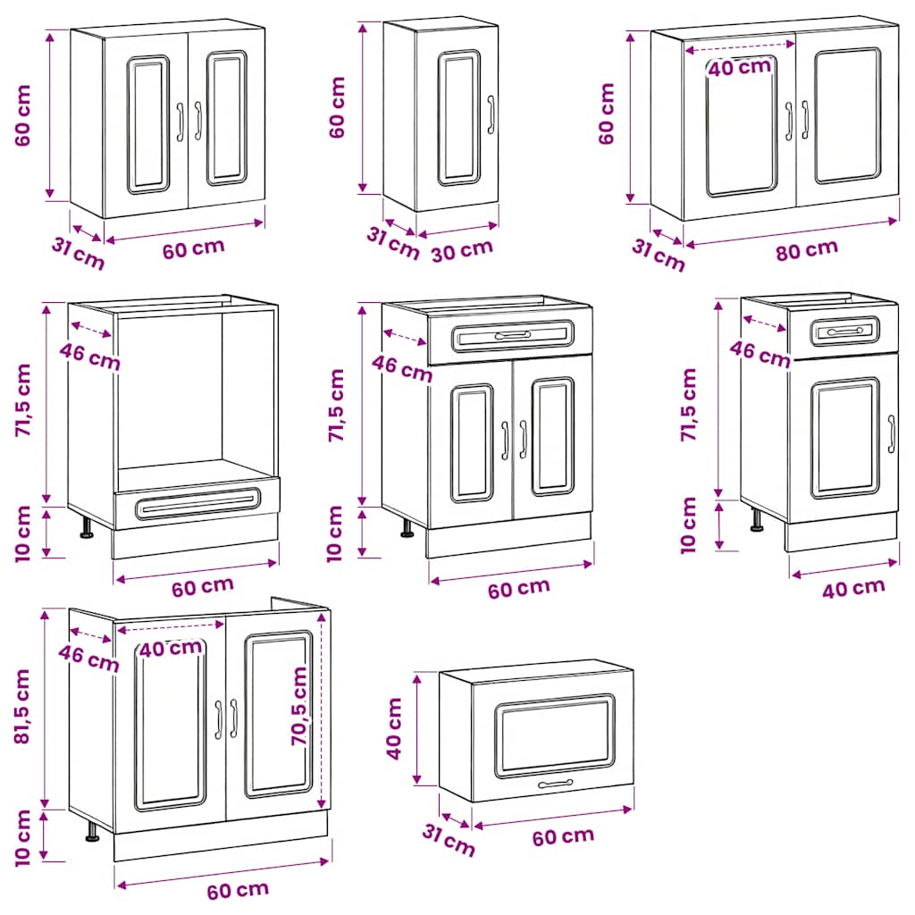 Set Mobili da Cucina 8 pz Kalmar Grigio Sonoma in Truciolato - homemem39
