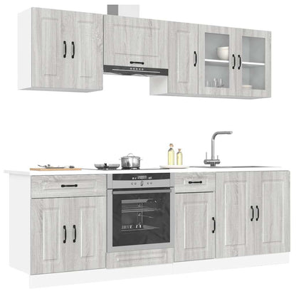 Set Mobili da Cucina 8 pz Kalmar Grigio Sonoma in Truciolato - homemem39
