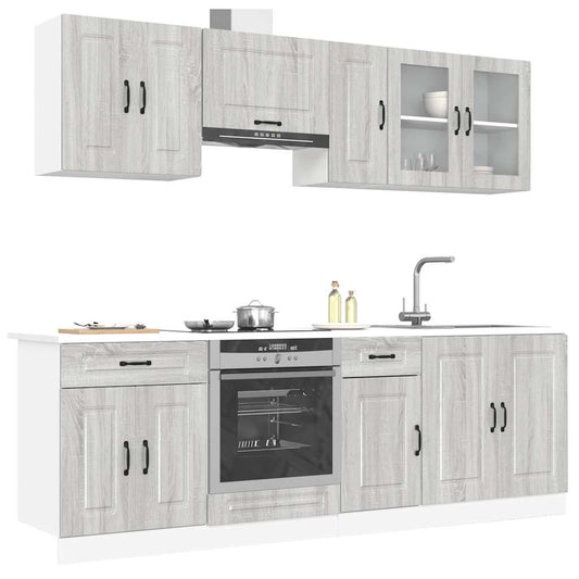 Set Mobili da Cucina 8 pz Kalmar Grigio Sonoma in Truciolato - homemem39