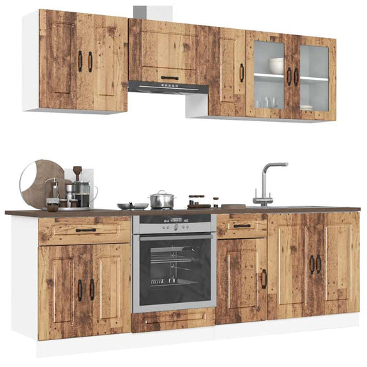 Set Mobili da Cucina 8 pz Kalmar Legno Vecchio in Truciolato - homemem39