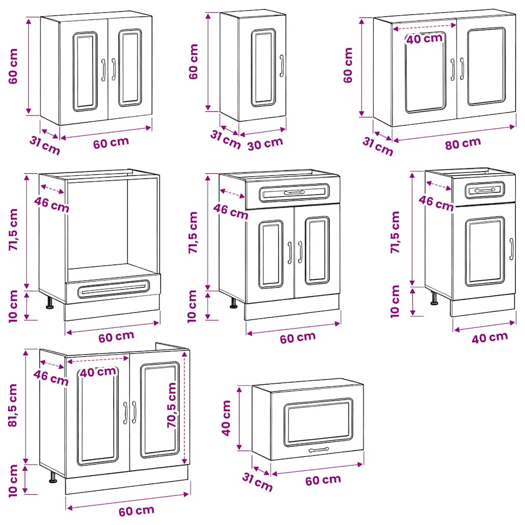 Set Mobili da Cucina 8 pz Kalmar Rovere Artigianale Truciolato - homemem39