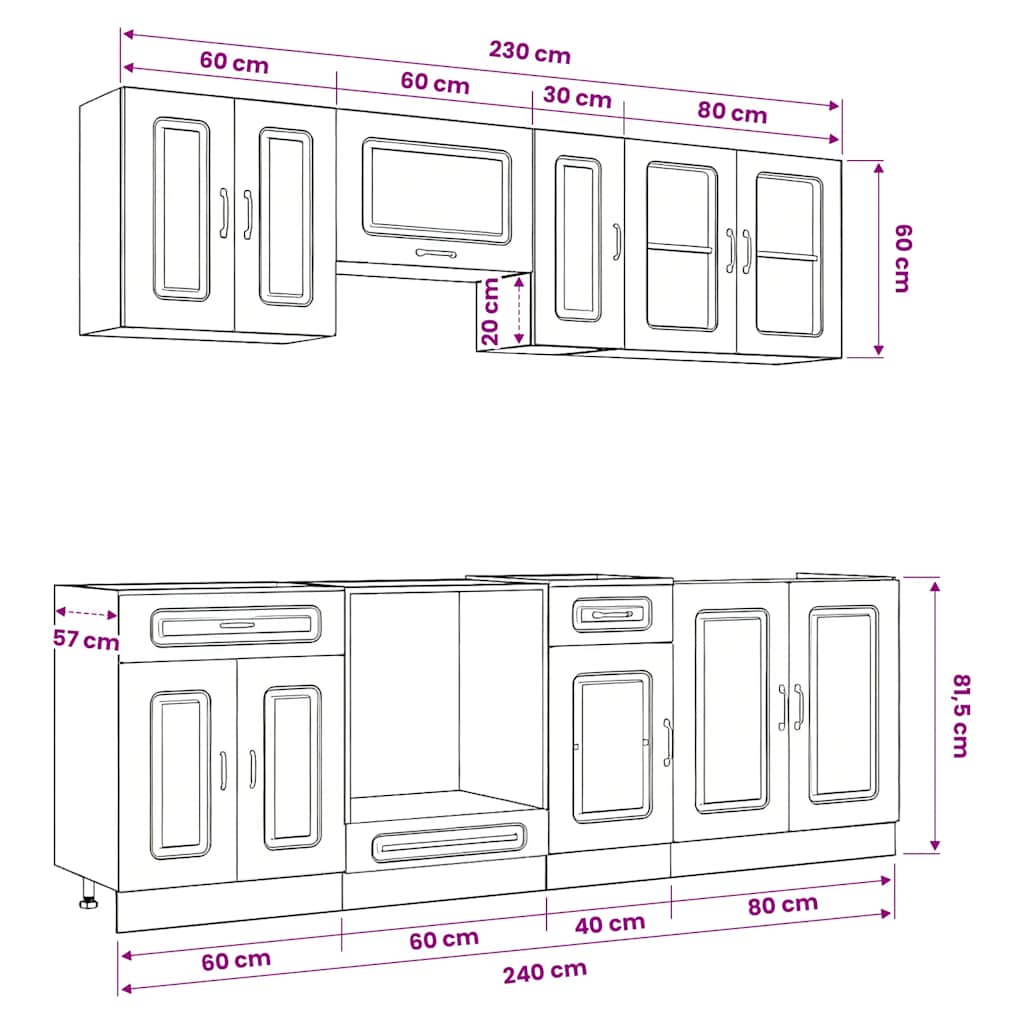 Set Mobili da Cucina 8 pz Kalmar Rovere Artigianale Truciolato - homemem39