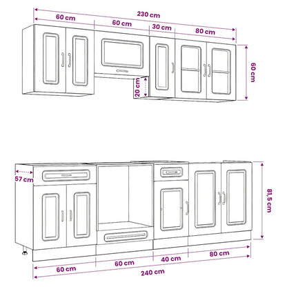 Set Mobili da Cucina 8 pz Kalmar Rovere Artigianale Truciolato - homemem39