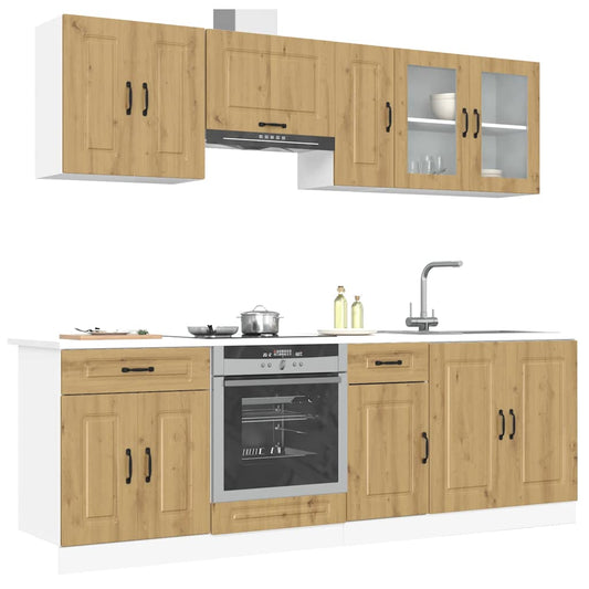 Set Mobili da Cucina 8 pz Kalmar Rovere Artigianale Truciolato - homemem39