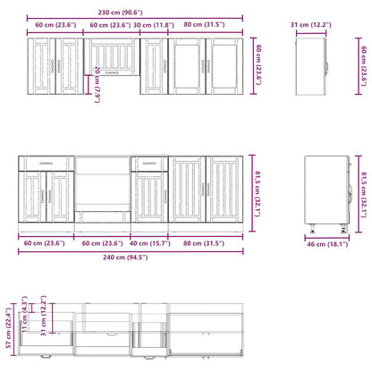 Set Mobili da Cucina 8 pz Kalmar Bianco Legno Multistrato - homemem39