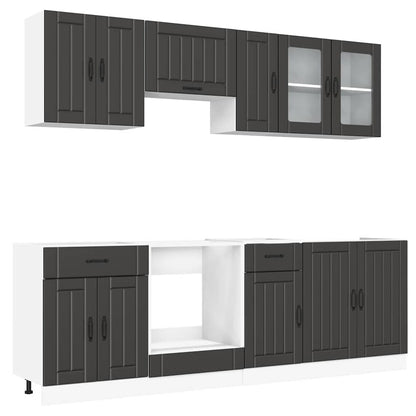 Set Mobili da Cucina 8 pz Kalmar Neri Legno Multistrato - homemem39