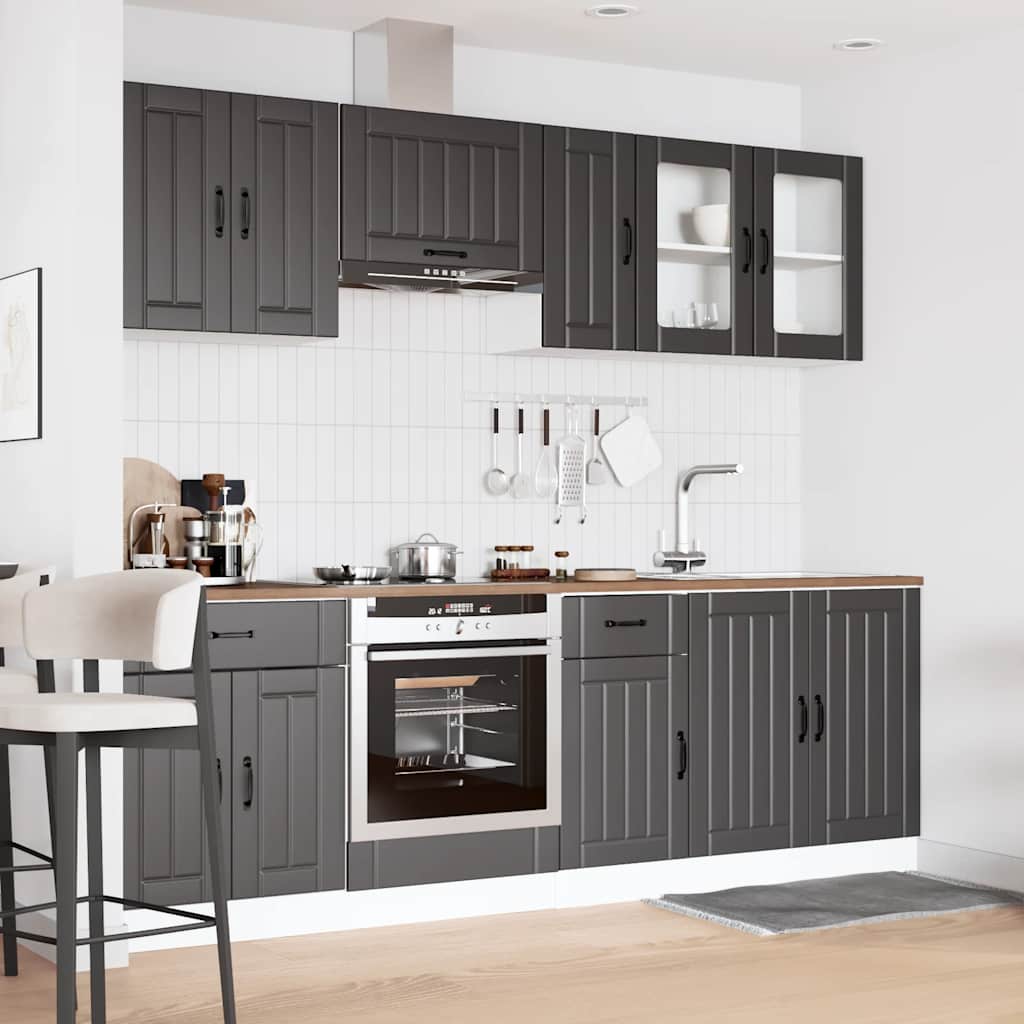 Set Mobili da Cucina 8 pz Kalmar Neri Legno Multistrato - homemem39