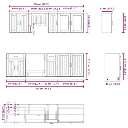 Set Mobili da Cucina 8 pz Kalmar Neri Legno Multistrato - homemem39