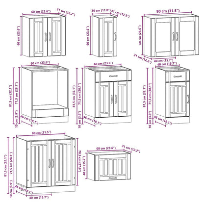 Set Mobili da Cucina 8 pz Kalmar Neri Legno Multistrato | homemem39