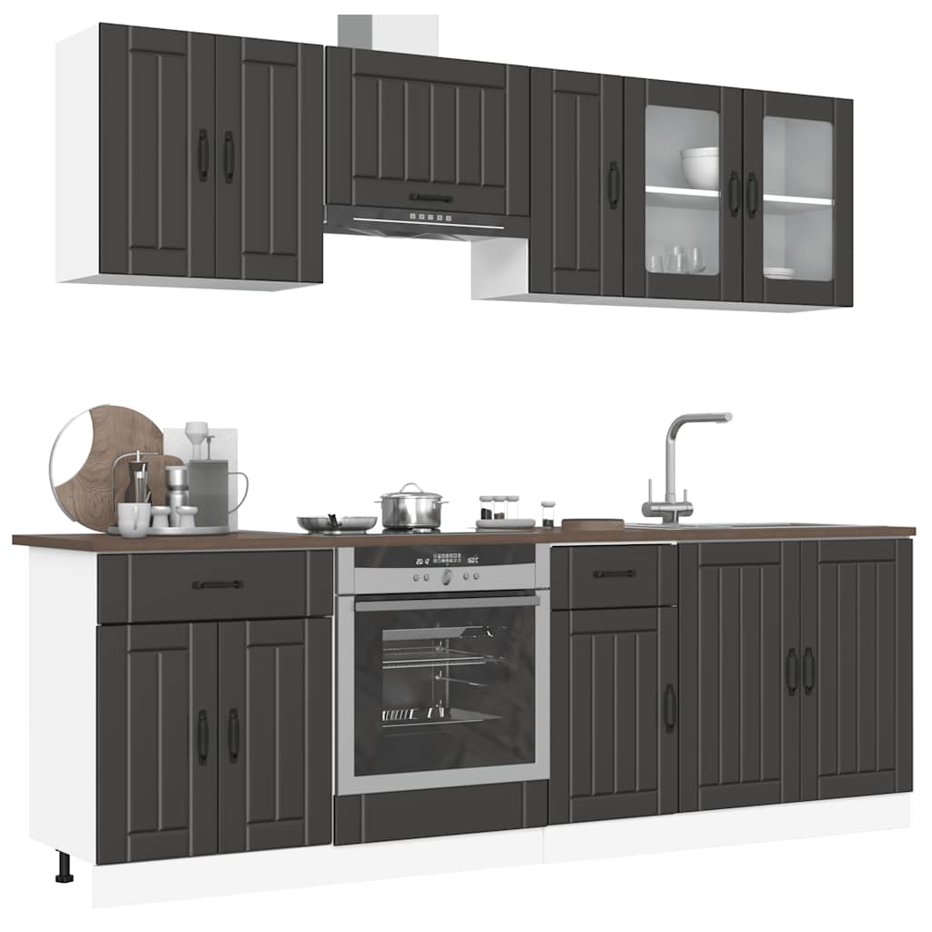 Set Mobili da Cucina 8 pz Kalmar Neri Legno Multistrato - homemem39