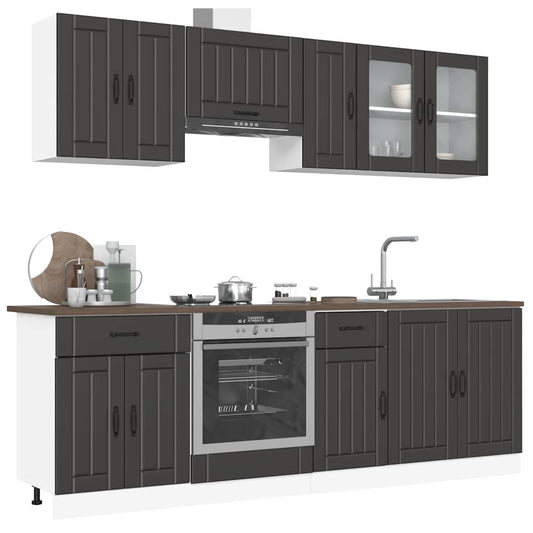 Set Mobili da Cucina 8 pz Kalmar Neri Legno Multistrato - homemem39