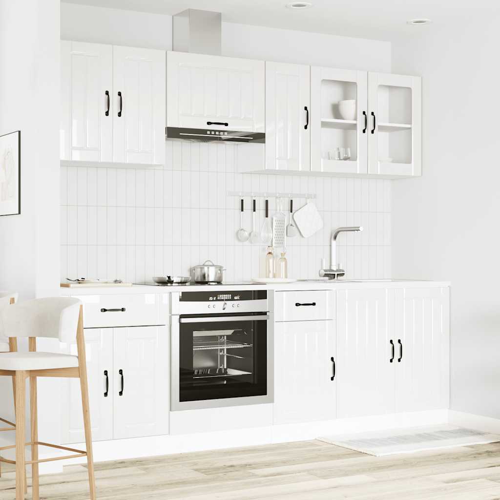 Set Mobili da Cucina 8 pz Lucca Bianchi Lucido in Truciolato | homemem39
