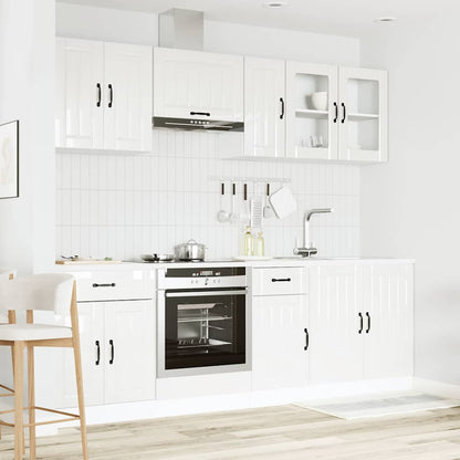 Set Mobili da Cucina 8 pz Kalmar Bianchi Lucido in Truciolato - homemem39