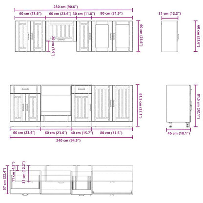 Set Mobili da Cucina 8 pz Kalmar Bianchi Lucido in Truciolato - homemem39