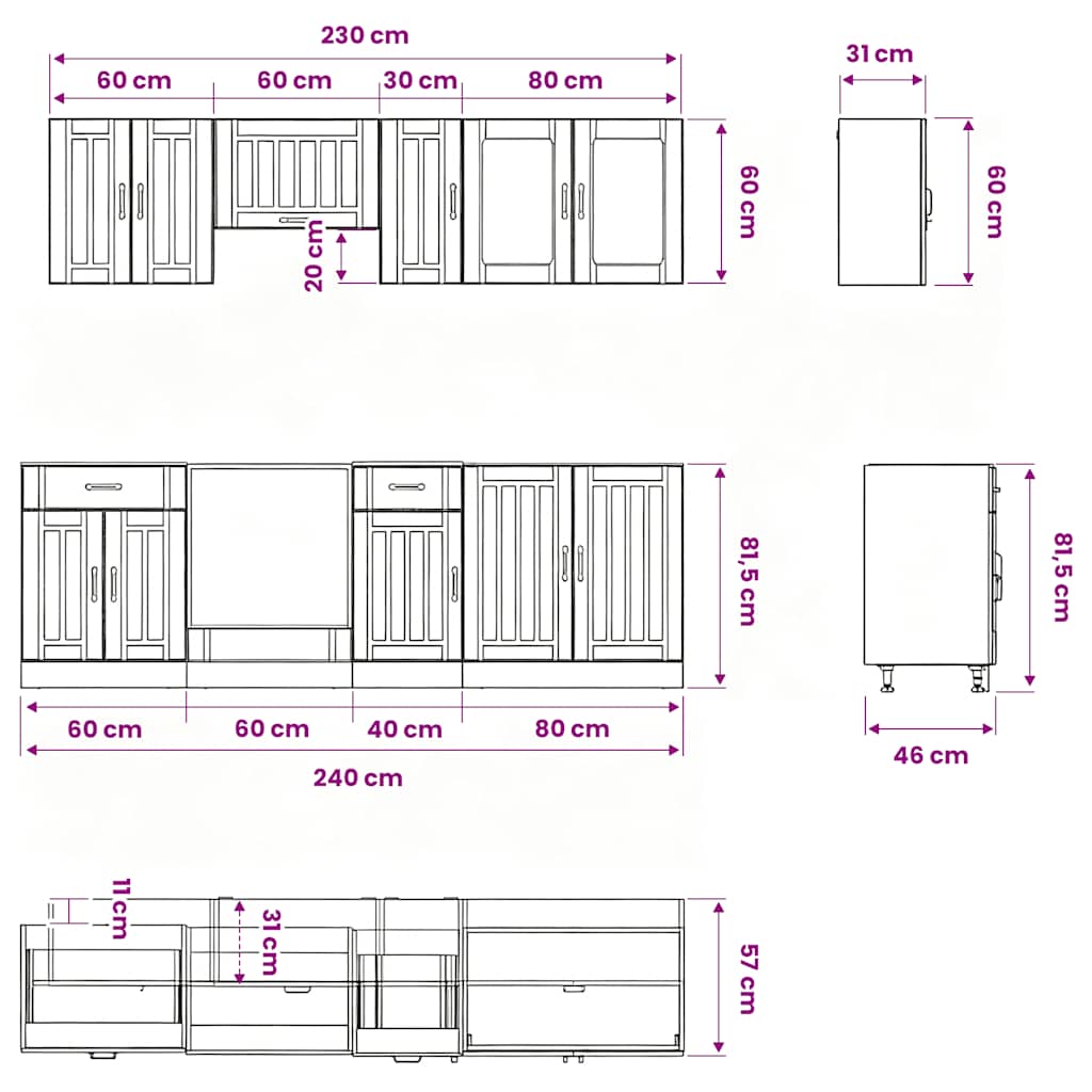 Set Mobili da Cucina 8 pz Lucca Bianchi Lucido in Truciolato - homemem39
