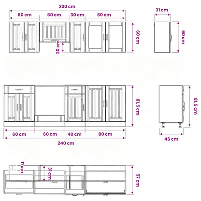 Set Mobili da Cucina 8 pz Lucca Bianchi Lucido in Truciolato - homemem39