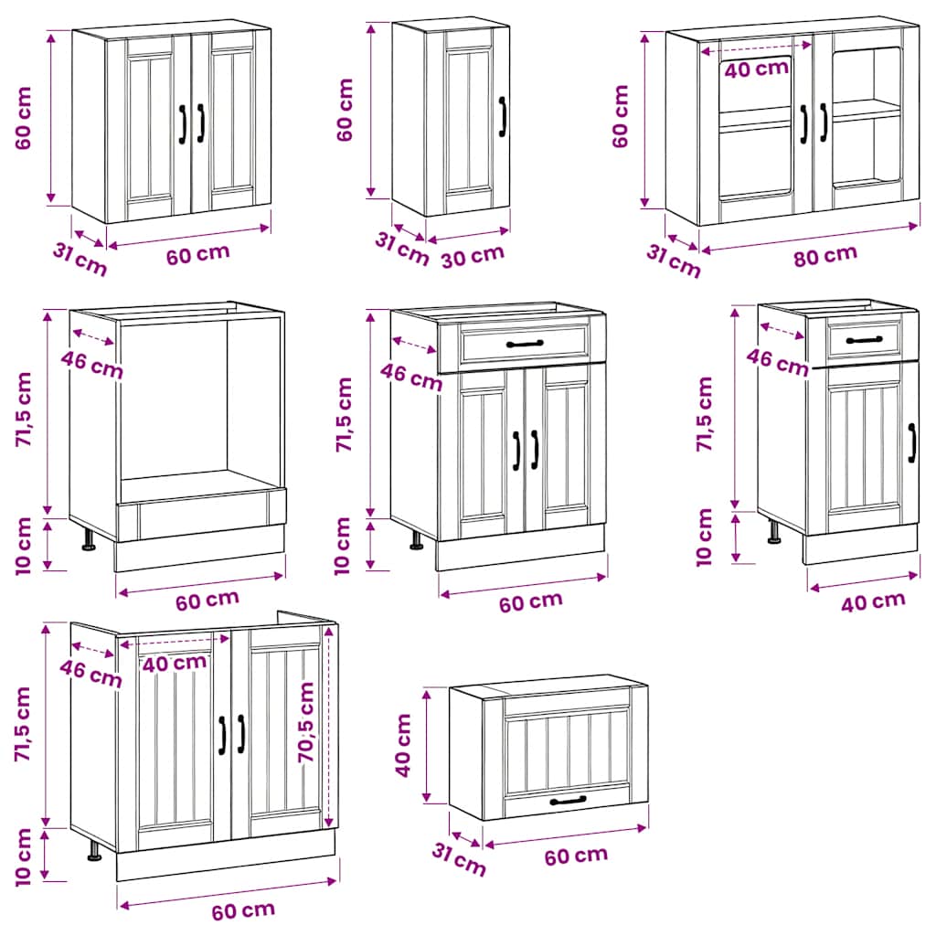 Set Mobili da Cucina 8 pz Lucca Bianchi Lucido in Truciolato - homemem39