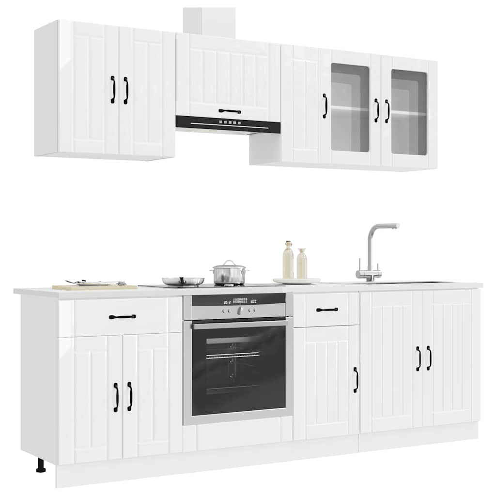 Set Mobili da Cucina 8 pz Lucca Bianchi Lucido in Truciolato - homemem39