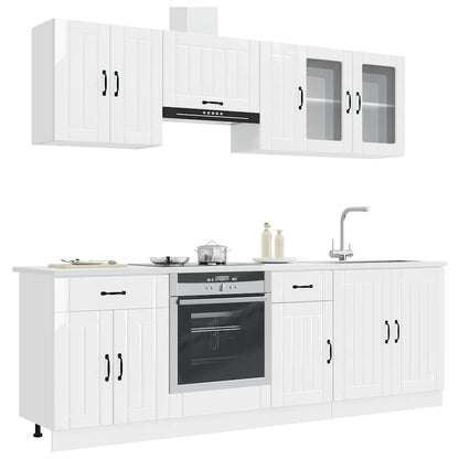 Set Mobili da Cucina 8 pz Lucca Bianchi Lucido in Truciolato - homemem39