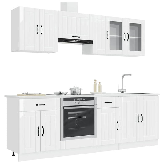 Set Mobili da Cucina 8 pz Lucca Bianchi Lucido in Truciolato - homemem39
