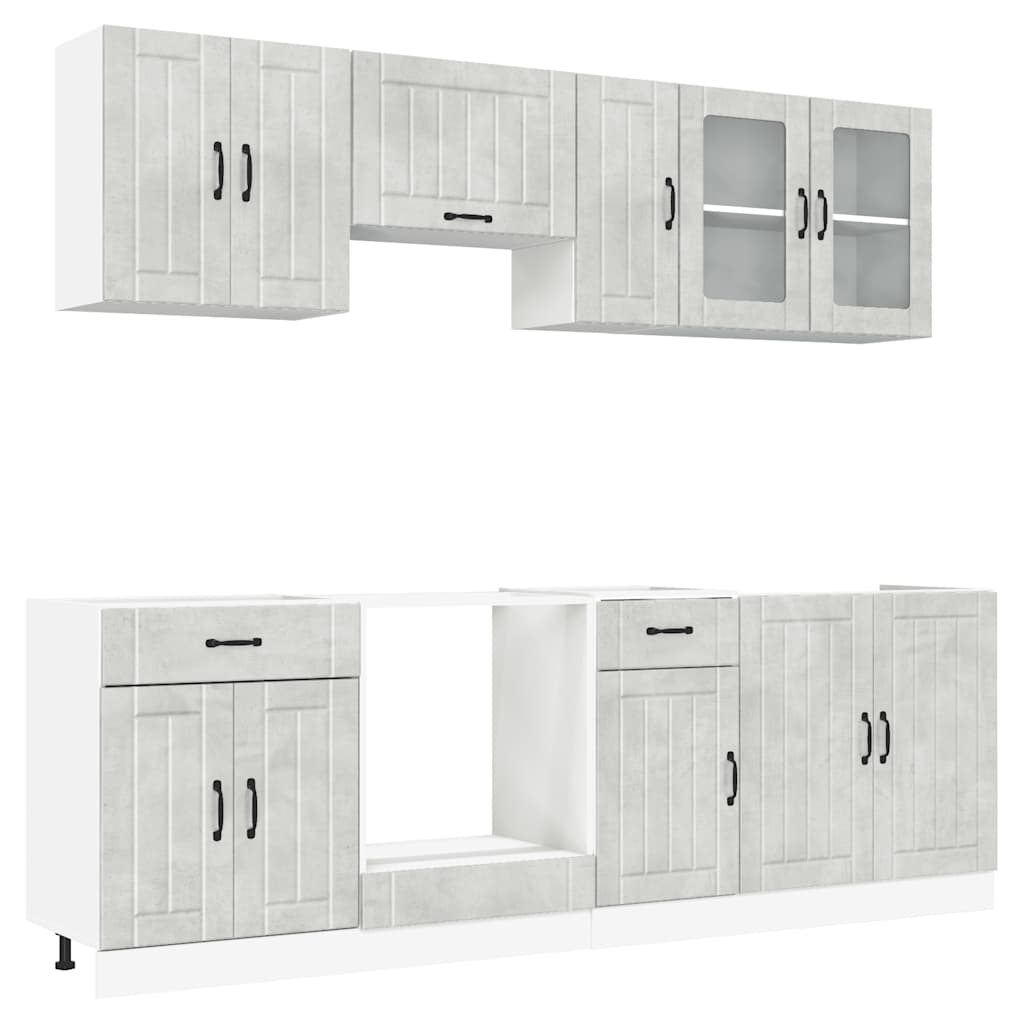Set Mobili da Cucina 8 pz Lucca Grigio Cemento in Truciolato - homemem39