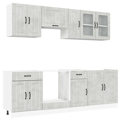 Set Mobili da Cucina 8 pz Lucca Grigio Cemento in Truciolato - homemem39