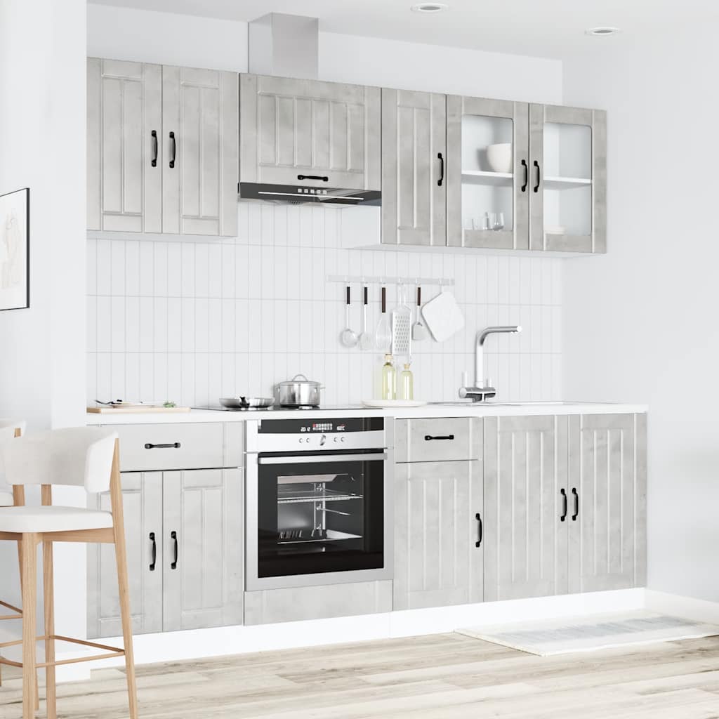 Set Mobili da Cucina 8 pz Kalmar Grigio Cemento in Truciolato - homemem39