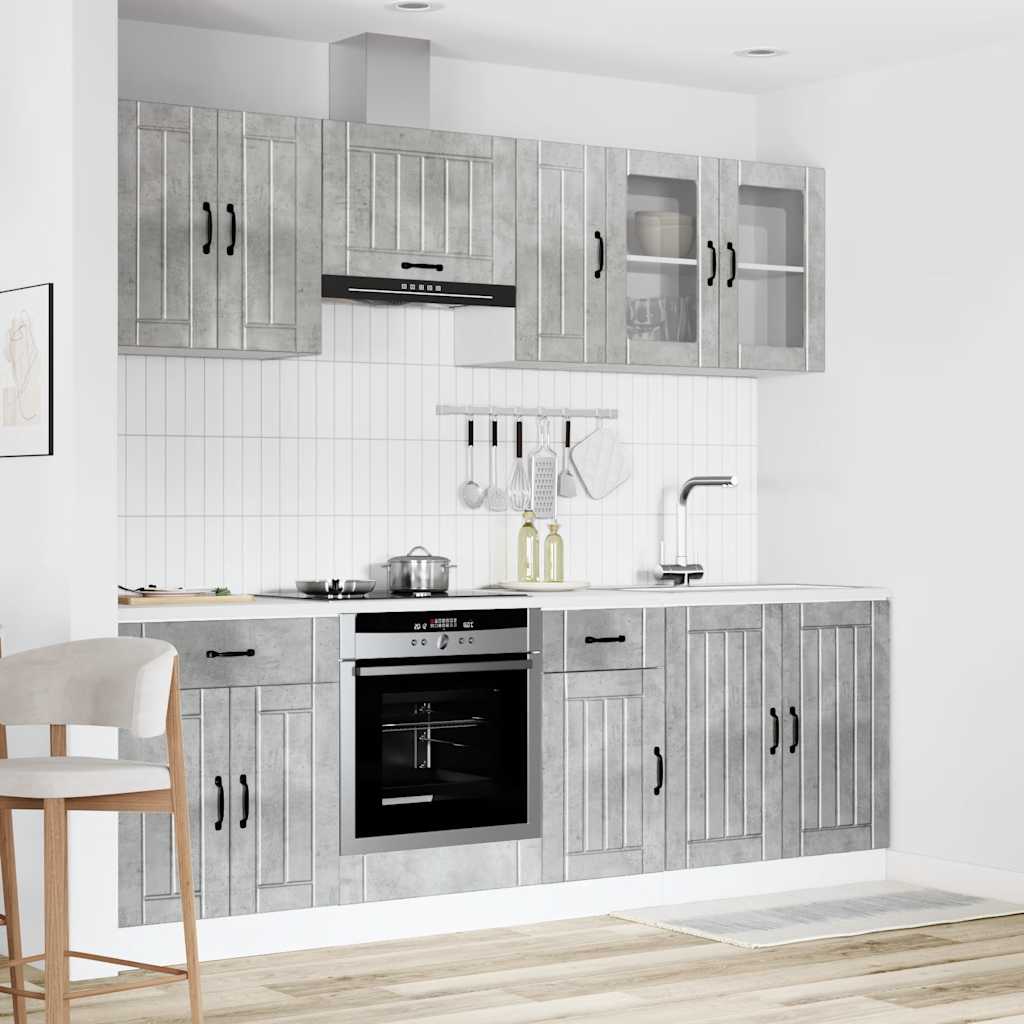 Set Mobili da Cucina 8 pz Lucca Grigio Cemento in Truciolato - homemem39