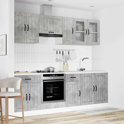 Set Mobili da Cucina 8 pz Lucca Grigio Cemento in Truciolato - homemem39