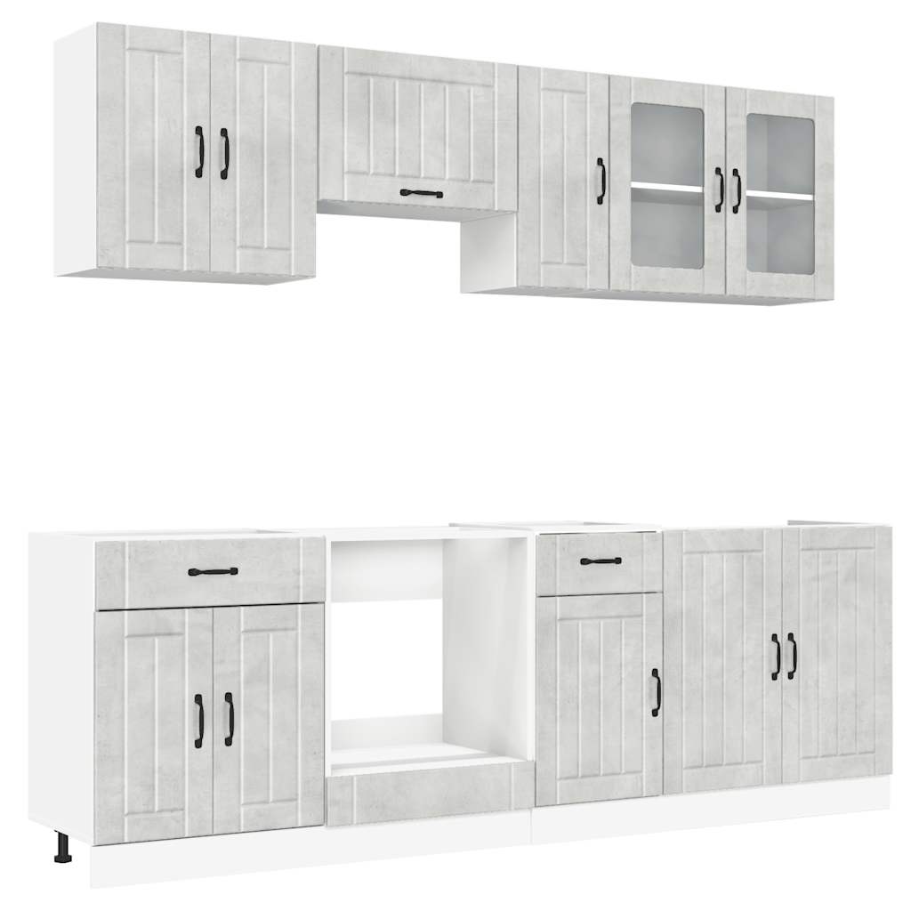 Set Mobili da Cucina 8 pz Kalmar Grigio Cemento in Truciolato - homemem39