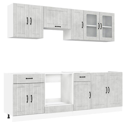 Set Mobili da Cucina 8 pz Kalmar Grigio Cemento in Truciolato - homemem39