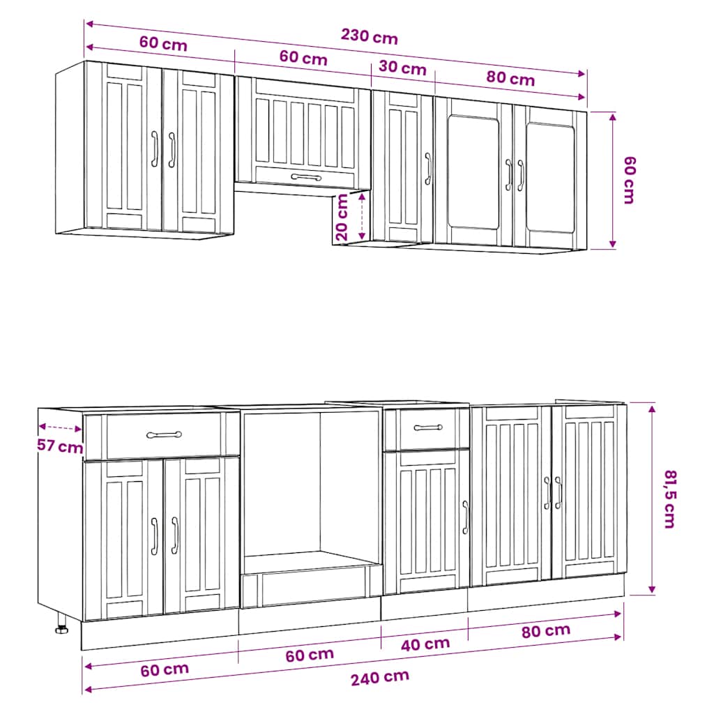 Set Mobili da Cucina 8 pz Lucca Grigio Cemento in Truciolato - homemem39