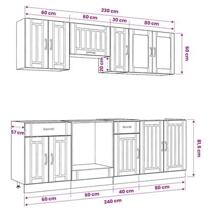 Set Mobili da Cucina 8 pz Lucca Grigio Cemento in Truciolato - homemem39
