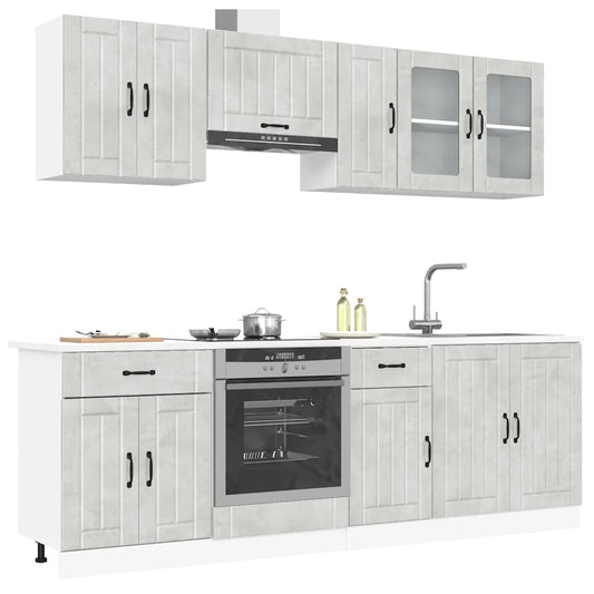 Set Mobili da Cucina 8 pz Lucca Grigio Cemento in Truciolato | homemem39
