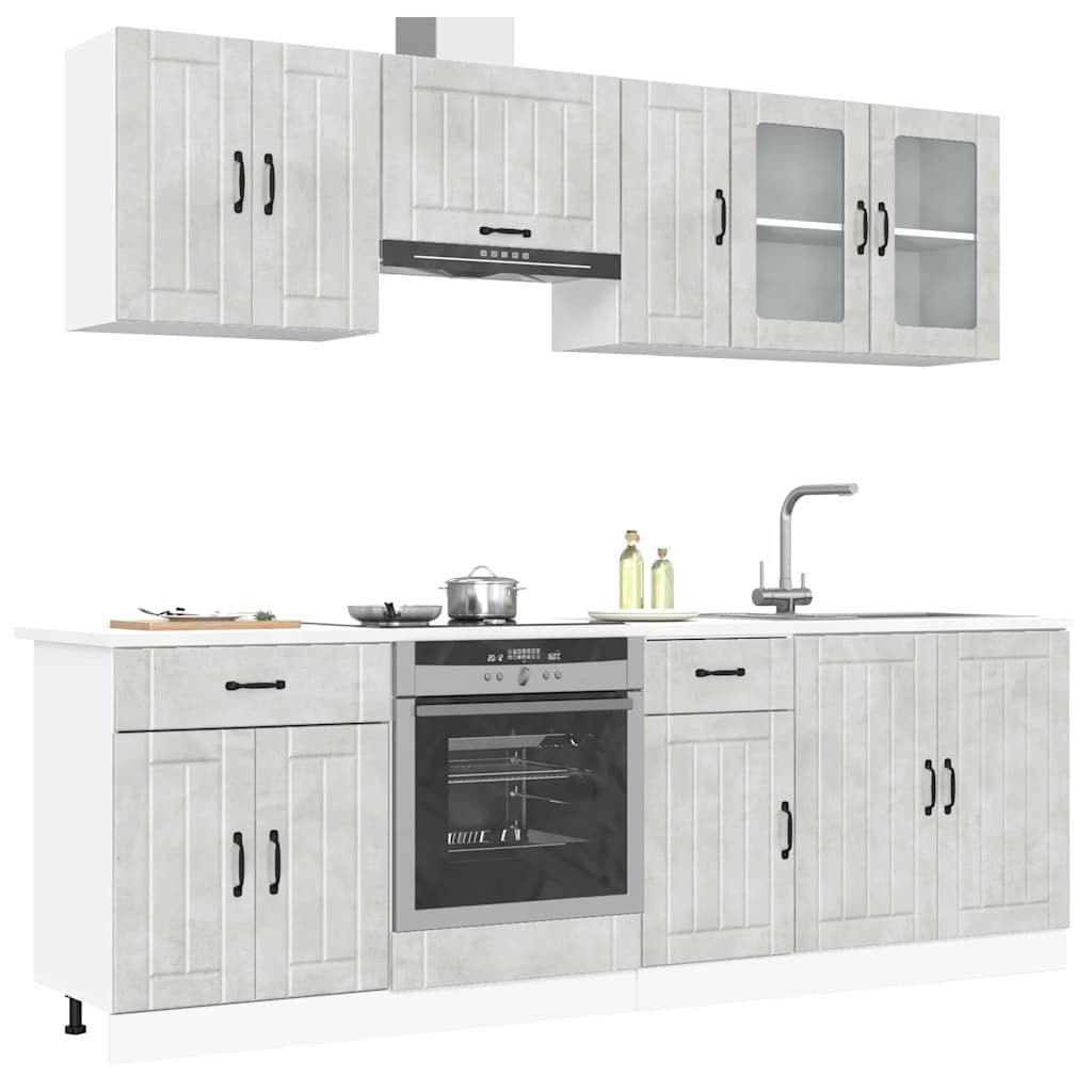 Set Mobili da Cucina 8 pz Lucca Grigio Cemento in Truciolato - homemem39
