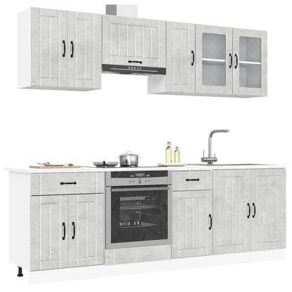 Set Mobili da Cucina 8 pz Lucca Grigio Cemento in Truciolato - homemem39