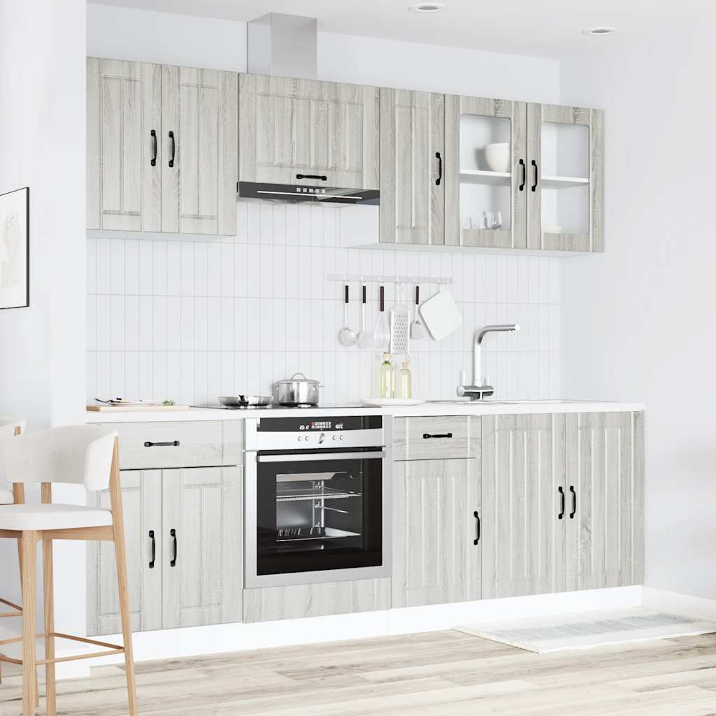 Set Mobili da Cucina 8 pz Kalmar Grigio Sonoma in Truciolato - homemem39