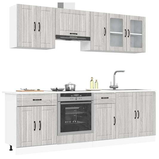 Set Mobili da Cucina 8 pz Kalmar Grigio Sonoma in Truciolato - homemem39