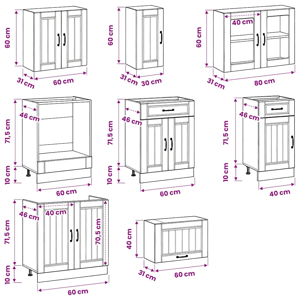 Set Mobili da Cucina 8 pz Kalmar Rovere Artigianale Truciolato - homemem39