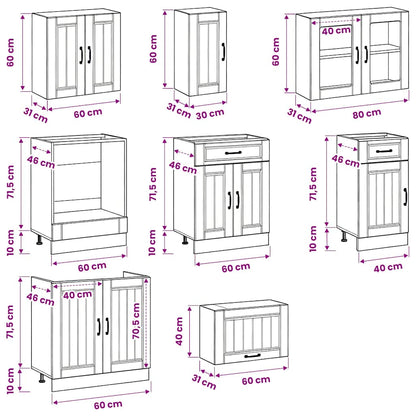 Set Mobili da Cucina 8 pz Kalmar Rovere Artigianale Truciolato - homemem39