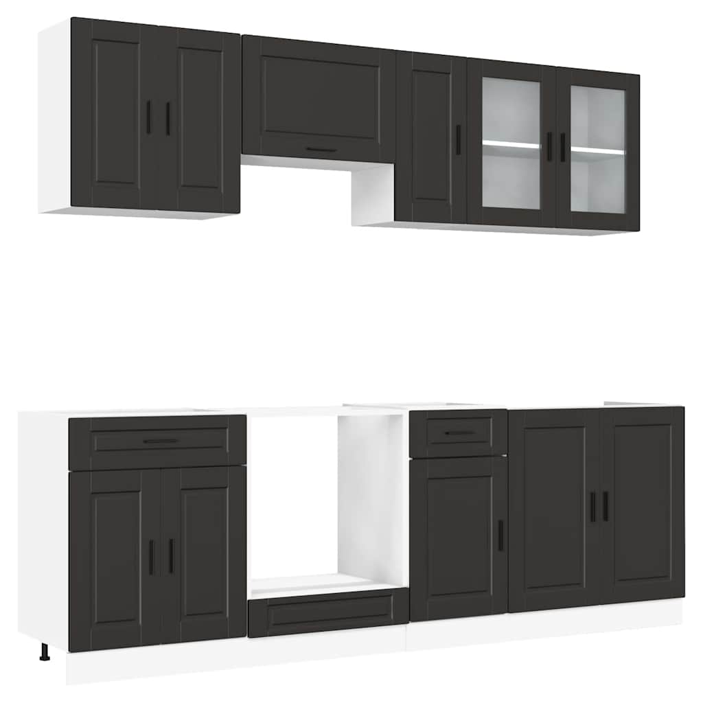 Set Mobili da Cucina 8 pz Porto Neri Legno Multistrato | homemem39