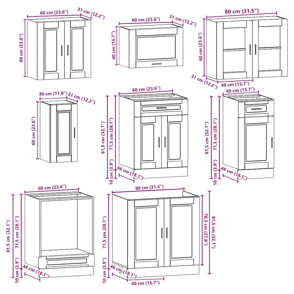 Set Mobili da Cucina 8 pz Porto Neri Legno Multistrato | homemem39