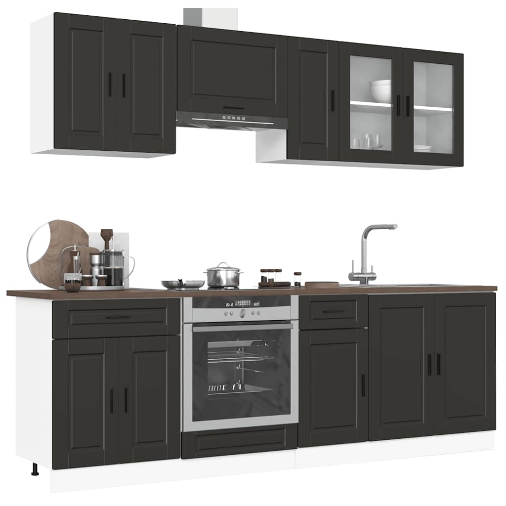 Set Mobili da Cucina 8 pz Porto Neri Legno Multistrato | homemem39