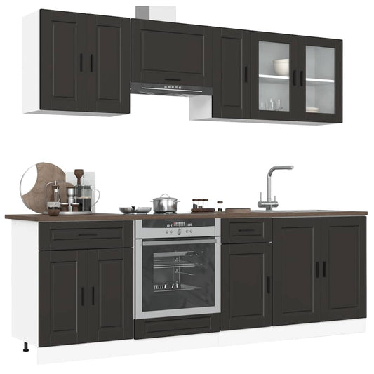Set Mobili da Cucina 8 pz Kalmar Neri Legno Multistrato - homemem39