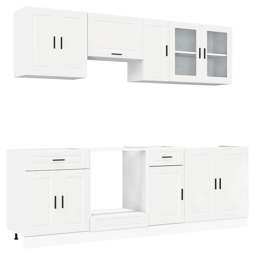 Set Mobili da Cucina 8 pz Kalmar Bianchi Lucido in Truciolato