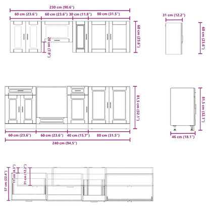 Set Mobili da Cucina 8 pz Kalmar Bianchi Lucido in Truciolato
