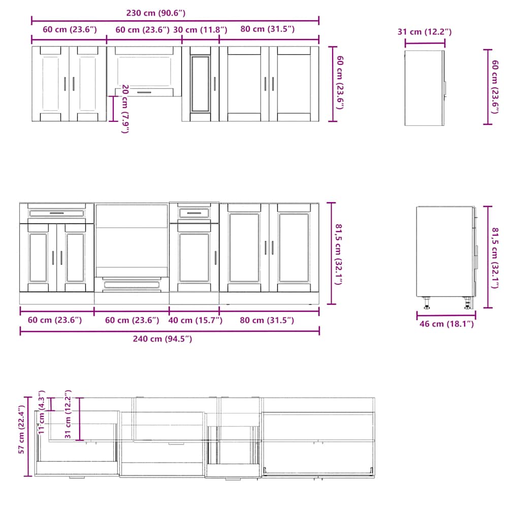 Set Mobili da Cucina 8 pz Kalmar Rovere Sonoma in Truciolato - homemem39