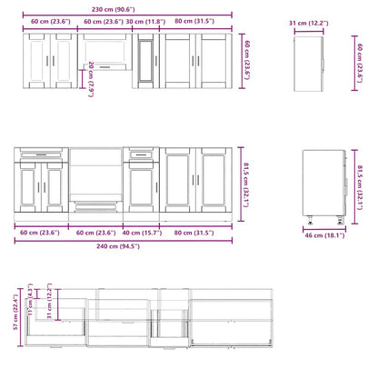 Set Mobili da Cucina 8 pz Kalmar Rovere Sonoma in Truciolato - homemem39
