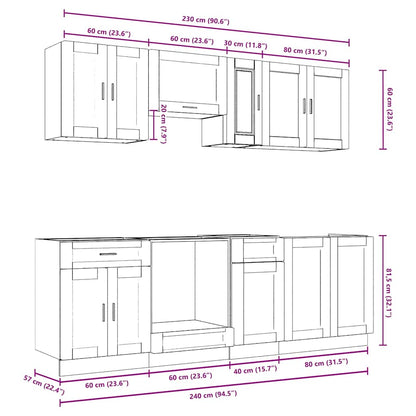 Set Mobili da Cucina 8 pz Porto Grigio Cemento in Truciolato | homemem39