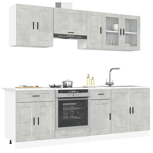 Set Mobili da Cucina 8 pz Porto Grigio Cemento in Truciolato | homemem39